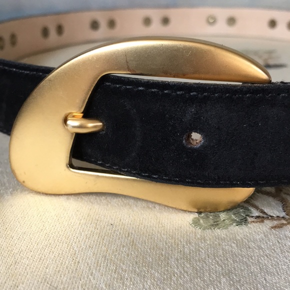 Avignon Black Suede Belt/Gold Tone Embellishments - Picture 3 of 8